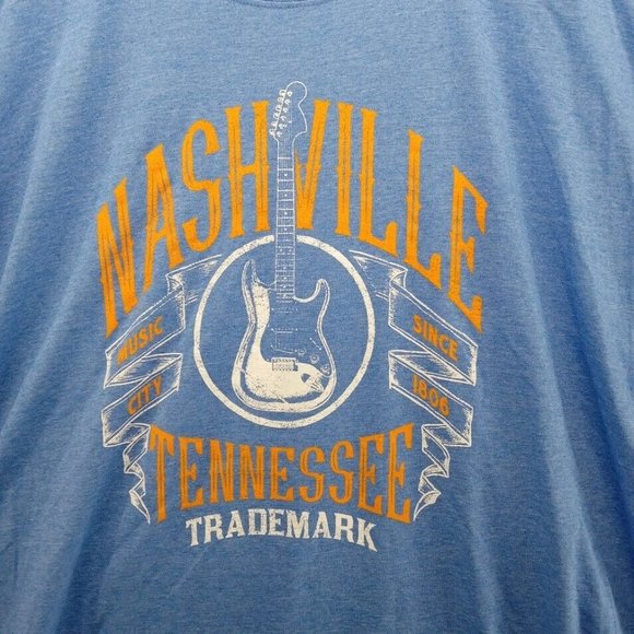 Nashville Tennessee Shirt Mens XL Blue Heather Guitar‎ Music City Stellar - Picture 2 of 6